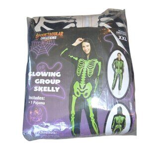 NWT Spooktacular Creations Glowing Group Skelly Pajamas Women's Size XXL Costume